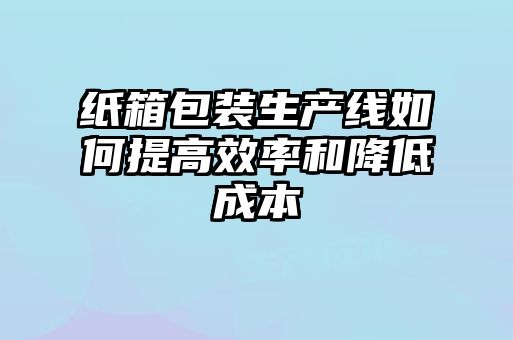 紙箱包裝生產線如何提高效率和降低成本